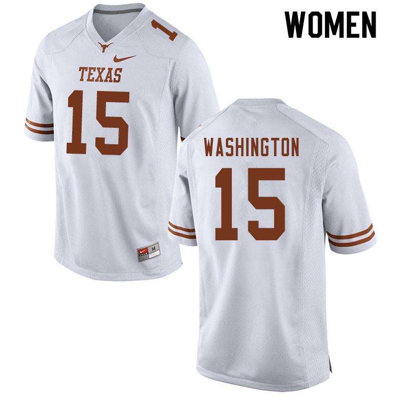 Women #15 Marcus Washington Texas Longhorns College Football Jerseys Sale-White